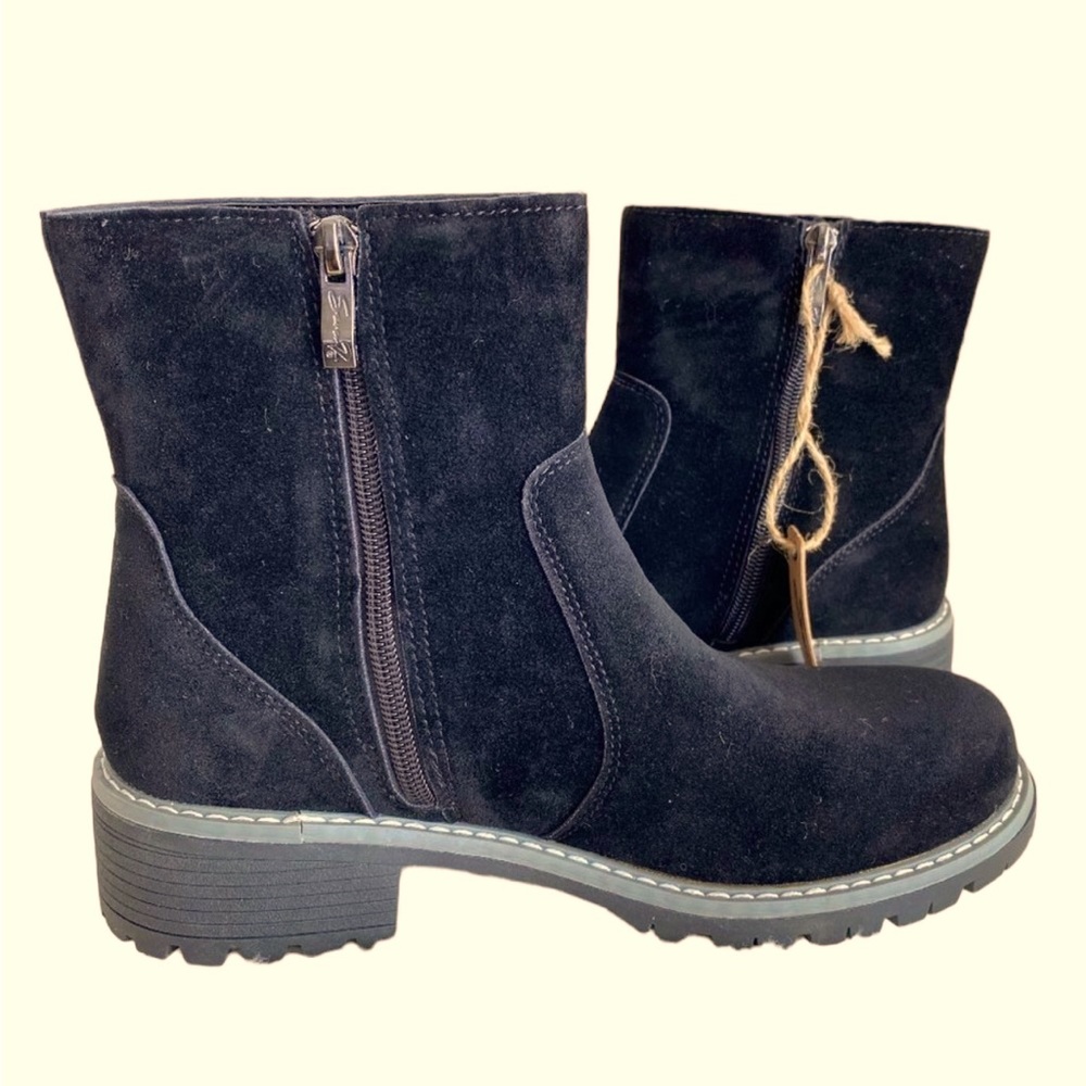 Women's Bestie Microsuede Ankle Boots, Side Zip, Black, Size 10